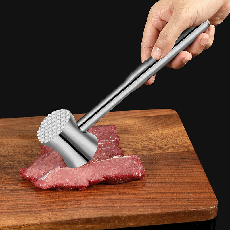 Heavy-Duty Stainless Steel Meat Tenderizer Hammer – Dual-Sided Design for Tenderizing & Flattening Meat, Comfortable Grip, Dishwasher Safe